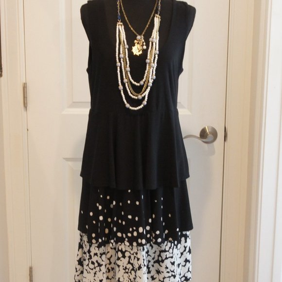 REDUCED Black & Polka Dot  Sleeveless  Dress from TIANA B - Picture 1 of 4